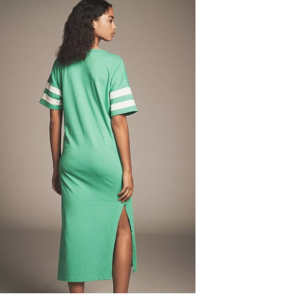 Anthropologie Daily Practice Graphic T-Shirt Midi Dress SIZE S green new - Picture 2 of 6